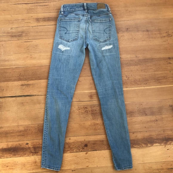 American Eagle Womens Jeans Sz 00 Hi-Rise Jegging Super Stretch X Distressed - Picture 10 of 10